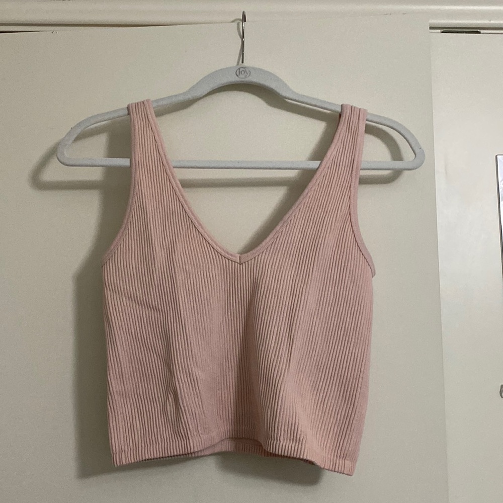 Pink Cropped V-neck tank top for sale!!